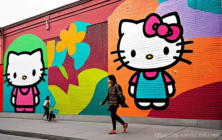 Hello Kitty와 스토리 없는 스토리텔링 - **Prompt 1: Universal Charm and Adaptability in an Urban Canvas**
    "Generate a vibrant, wide-angl...