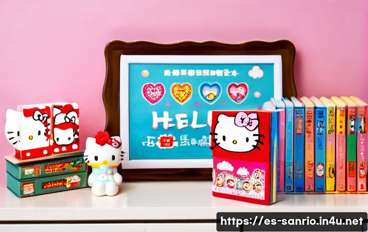 산리오 굿즈의 중고 시장 분석 - **Prompt:** A beautifully arranged display shelf filled with vintage Hello Kitty merchandise from th...