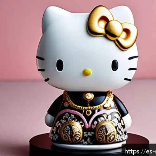 Home 17 산리오와 한정판 굿즈의 경제적 가치 - A high-detail collectible figurine of Hello Kitty in a limited edition style, standing on a glossy b...
